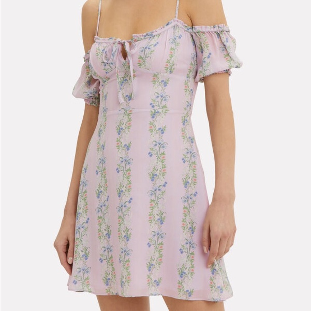 Intermix 100% silk off the shoulder mini dress - Lilac - 8